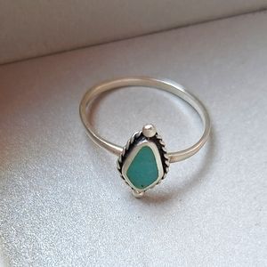 Sterling Silver Ring with Natural Turquoise Stone ♤